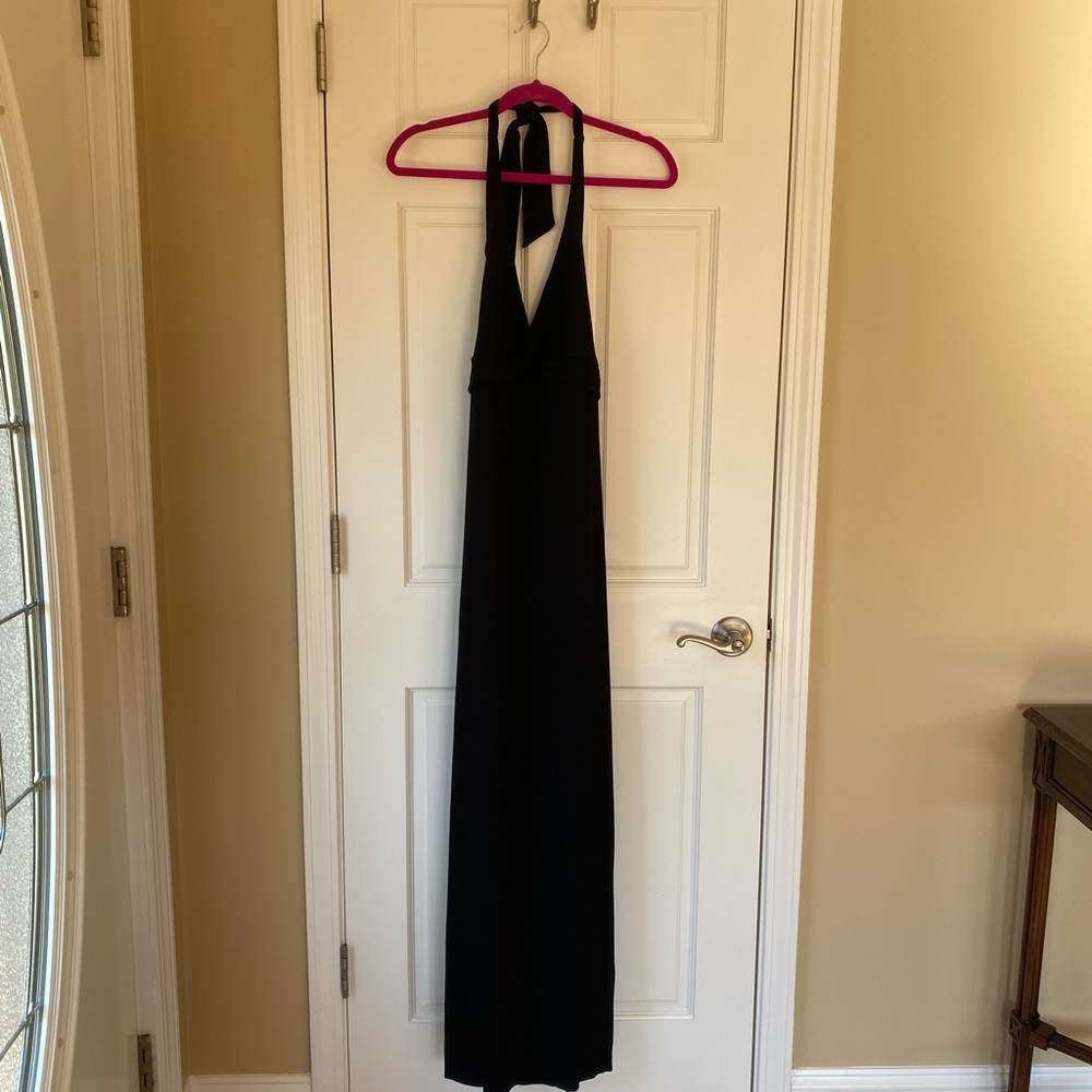 Long black halter BCBG dress